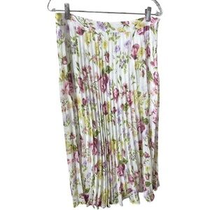 Reserved Brand Floral Pleated Lined Side Zip Skirt Euro 42 UK 14